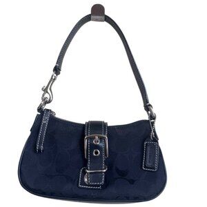 COACH Vintage Y2K Hampton Mini Soho Signature Shoulder Bag Black Canvas Leather